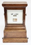 Early 20th century railways mahogany cased single spagnoletti up line block instrument, 31cm high (