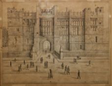 Rodney Hubbuck (20th century) Pencil on paper Study of exterior of a palace or castle, possibly