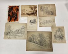 Collection of 19th century British school pencil sketches and other artwork (loose) Including: W.