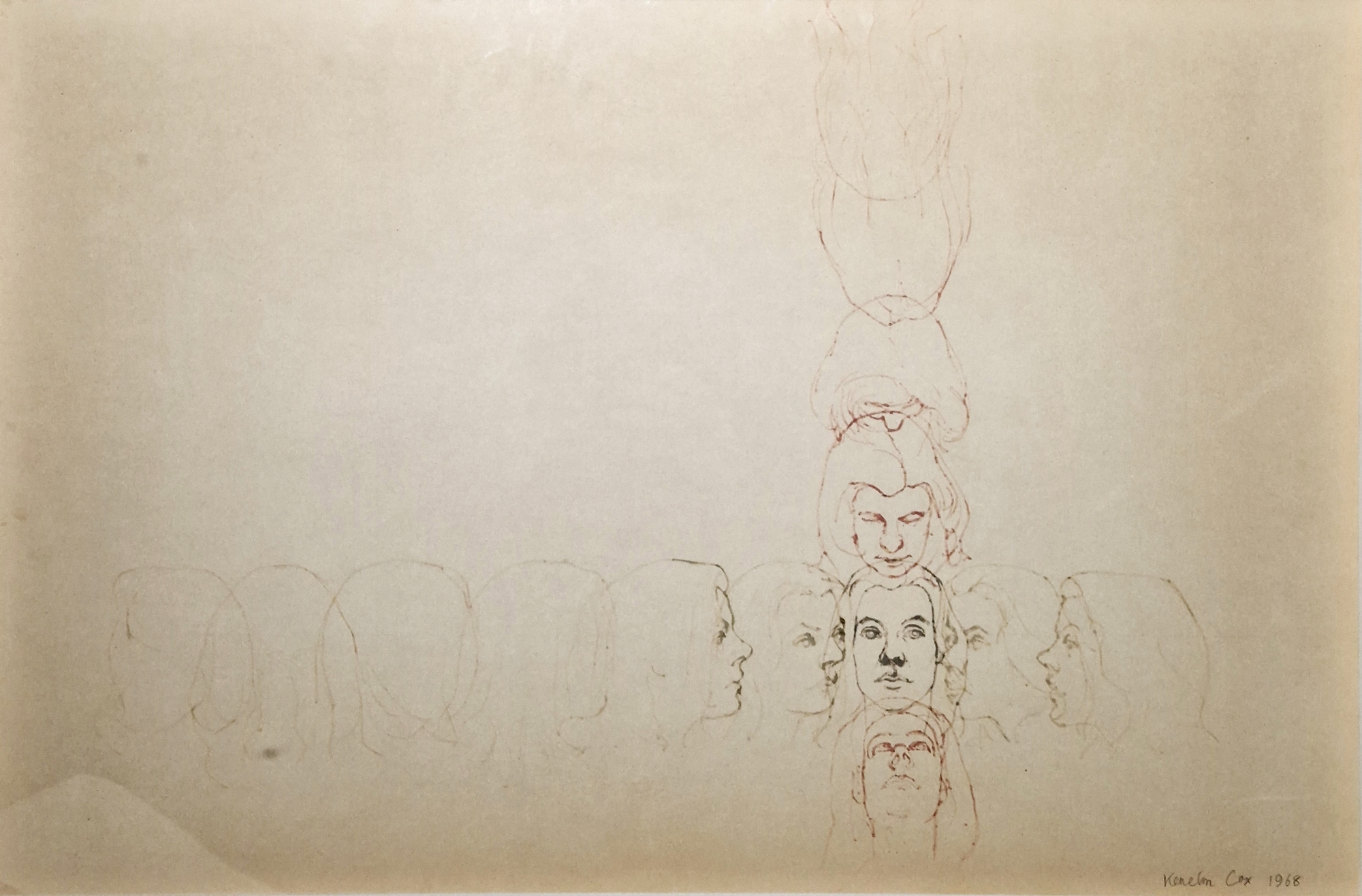 Kenelm Cox (1927-1968)  Rotating Heads, circa 1966/67, signed in pencil and dated 1968, in