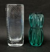 Orrefors flint glass vase, designed by Nils Landberg (1907-1991), decorated with cut 'sunburst'