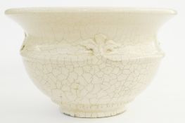 Andrew Broughton Tompkins BC raku decorative ceramic stoneware glazed jardiniere/bowl with white cra