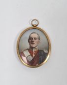Late 19th century British School  Watercolour on ivorine  Portrait miniature of a Highland officer