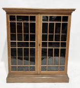 19th century mahogany and pine library bookcase, twin astragal glazed doors opening to four