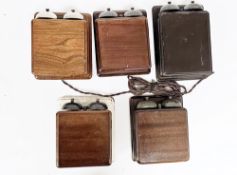 Nine early to mid-20th century GPO mahogany telephone bell boxes, largest approx 25cm high (please