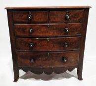 Victorian mahogany bowfronted chest, the top with ogee moulded edge over two short and three long