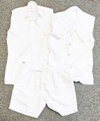 12 pairs of Royal Navy white shorts, a Royal Navy white bush officer's jacket and a pair of white