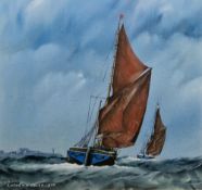 Anthony Osler (b. 1938) Watercolour/gouache Maritime scene with two sailboats, signed and dated 1977