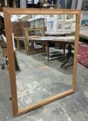 Pine framed large rectangular mirror with reeded decoration, 133cm high x 104cm