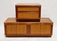 Two mid-century G-Plan teak low side cabinets, both with herringbone design to drawers, the first