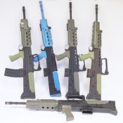 Five damaged L85 / SA80 style airsoft rifles