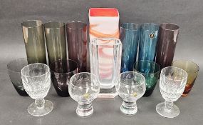 Scandinavian Skruf vase of compressed fluted form with bevelled rim, etched Skruf mark 17.5cm