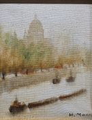 H. Mann (20th century) Oil on canvas St. Pauls from the Thames, signed lower right, 30.5 cm x 25.5