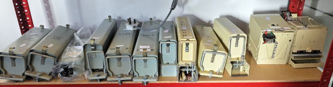 Two railway signalling relay boxes, one relating to the Immingham-Scunthorpe line and ten further