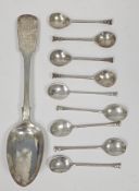 Victorian Scottish silver tablespoon, Edinburgh 1857, Allan Gairdner Wyon, fiddle pattern engraved
