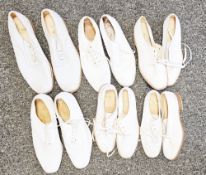 Collection of white leather lace-up shoes of various sizes, makers include Sanders