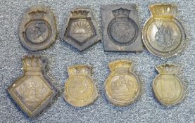 Collection of rubber moulds for Royal Naval and military crests, over 50 in total, largest approx