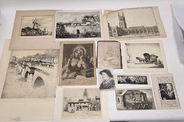 Collection of unframed engravings, mostly 18th-20th century, including: two engravings of battle
