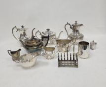 Large collection of mixed silver plate including a four piece tea service with embossed floral and