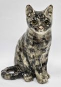 Winstanley pottery model of a recumbent grey tabby cat, painted Winstanley/England/4 marks,