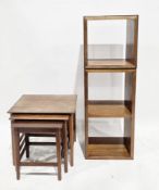 Mid-century teak nest of three tables in the Danish manner, of rectangular form on square tapering