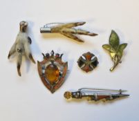 Collection of Celtic jewellery including a sterling silver and Connemara green agate leaf brooch,