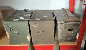 Two WWII British Army type F field telephones in cases and an empty case (please note VAT will be