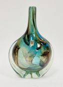 Mdina glass lollipop vase with applied clear glass wings, in the 'tiger' pattern with sandy browns