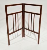 Edwardian mahogany two-section folding clothes/linen rail with slatted panels, 91cm high x 94cm wide