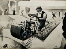 Francis Coudrill (1913-1989) Ink and wash, heightened with white Humorous cartoon depicting a