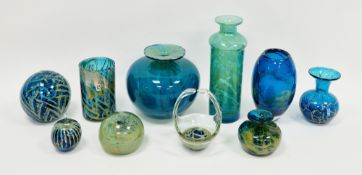 Quantity of Mdina glass to include an Eric Dobson vase in the 'Ming' pattern, of bulbous form with