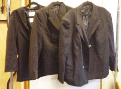 Eight Royal Naval black jackets including three jumper mans class II jackets, two women's no.1 dress