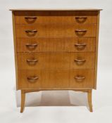 Mid-century teak chest of five long graduated drawers by Wrighton Unit Furniture, each drawer with a