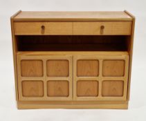Mid-century Parker-Knoll small sideboard with panelled double cupboard doors and two frieze drawers,