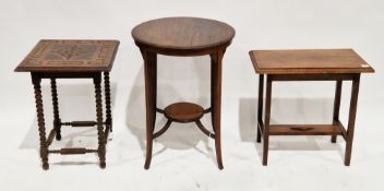 Three items of furniture including a  late19th/early 20th century square side table, the foliate