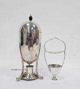 Art Deco Asprey of London silver-plated egg coddler with wooden finial, plain body on three