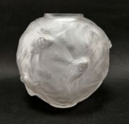 Lalique frosted glass 'Formose' vase, moulded R. Lalique mark to base (upper rim polished, light