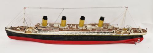 Large constructed kit-built model of H.M.S. Titanic, unmarked, 108cm long
