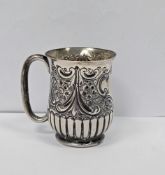 Victorian silver christening mug, Sheffield 1896, Charles Edward Nixon, of baluster form, empty