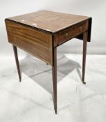 19th century mahogany Pembroke table, the top decorated with satinwood marquetry leaf decoration