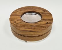 David Linley (b.1961) walnut ashtray of circular form, the centre with silver plated tray, on a