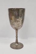 Victorian silver goblet trophy, Sheffield 1882, Atkin Brothers, the bowl engraved with chickens