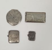 Collection of four silver items including a George V silver cigarette case, Birmingham 1929, of