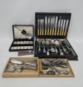 Collection of silver plated flatware including an oak cased part canteen of James Dixon Old