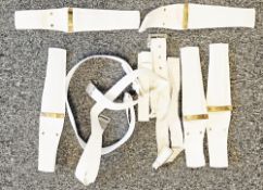 Collection of British Army white ceremonial bayonet frogs and various white canvas belts