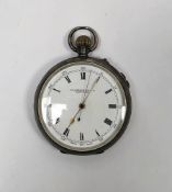 Early 20th century silver cased open face pocket watch, by John Russell of London, keyless wind,