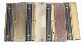 Two military issue wooden cased parallel rolling rules, no.6675-99-522-6966, 46cm long and two