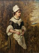 George Wells (act.1842-1888) Oil on canvas Young woman in woodland, signed and dated 1883 lower