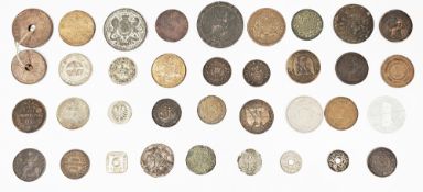 Collection of mainly antique coins including a Georgian cartwheel penny dated 1797, an 1837 Canadian