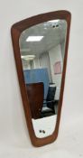 Mid-century teak asymetrical wall mirror